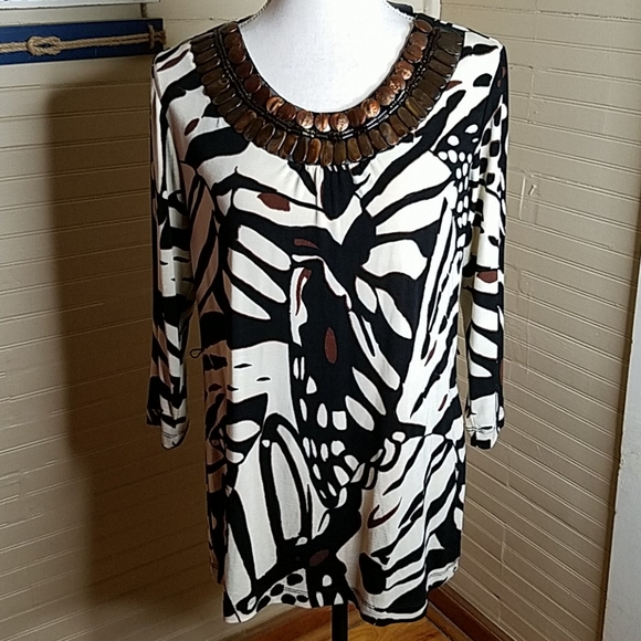 Chico's Tops - Chico's Travelers Neutral Butterfly Luella Top